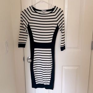 H&M XS Black and Navy Stripes Bodycon Dress